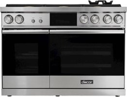 Dacor - Contemporary 6.6 Cu. Ft. Freestanding Double Oven Dual Fuel Four Part Convection Range with RealSteam, LP - Silver stainless steel - Front_Zoom
