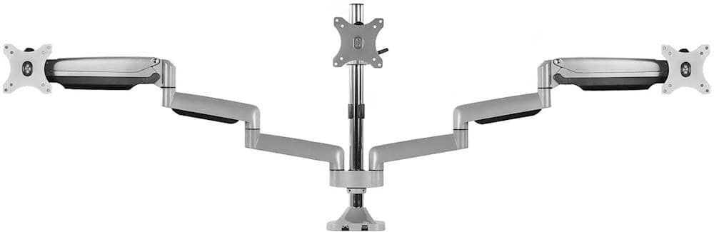 Front. Mount-It! - Triple Monitor Desk Mount - Silver.