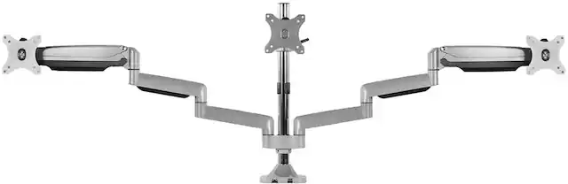 Front. Mount-It! - Triple Monitor Desk Mount - Silver.