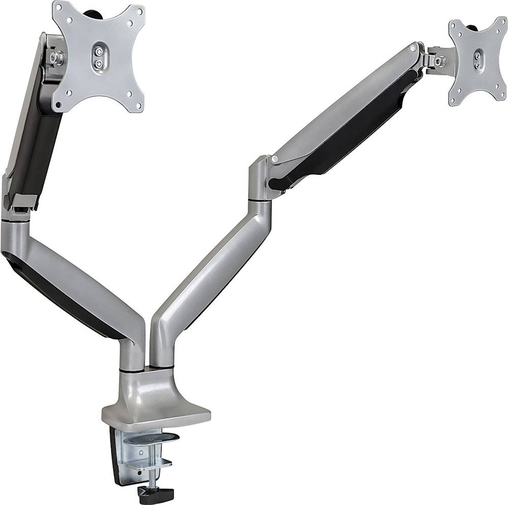 Angle View: Mount-It! - Full Motion Dual Monitor Desk Mount With Gas Spring Arms - Silver