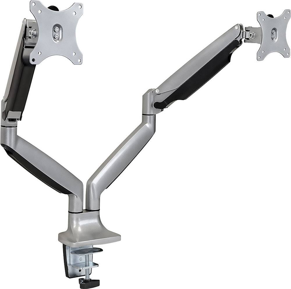 Angle. Mount-It! - Dual Monitor Desk Mount With Gas Spring Arms Up to 32" - Silver.