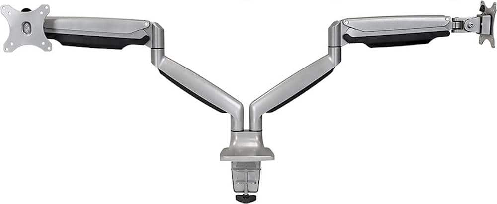 Front. Mount-It! - Dual Monitor Desk Mount With Gas Spring Arms Up to 32" - Silver.