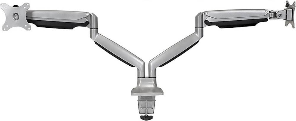 Front. Mount-It! - Dual Monitor Desk Mount With Gas Spring Arms Up to 32" - Silver.