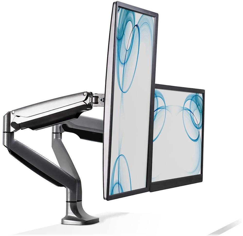 Alt View 13. Mount-It! - Dual Monitor Desk Mount With Gas Spring Arms Up to 32" - Silver.