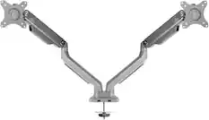 Front. Mount-It! - Dual Monitor Desk Mount w/USB Ports - Silver.