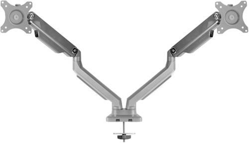Front. Mount-It! - Dual Monitor Desk Mount w/USB Ports - Silver.