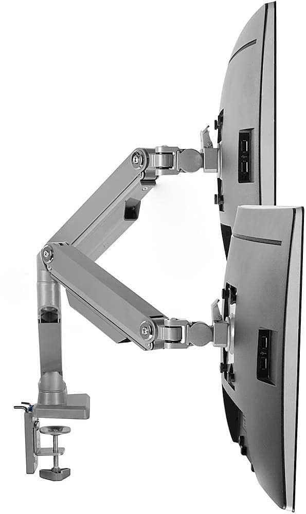 Alt View 12. Mount-It! - Dual Monitor Desk Mount w/USB Ports - Silver.