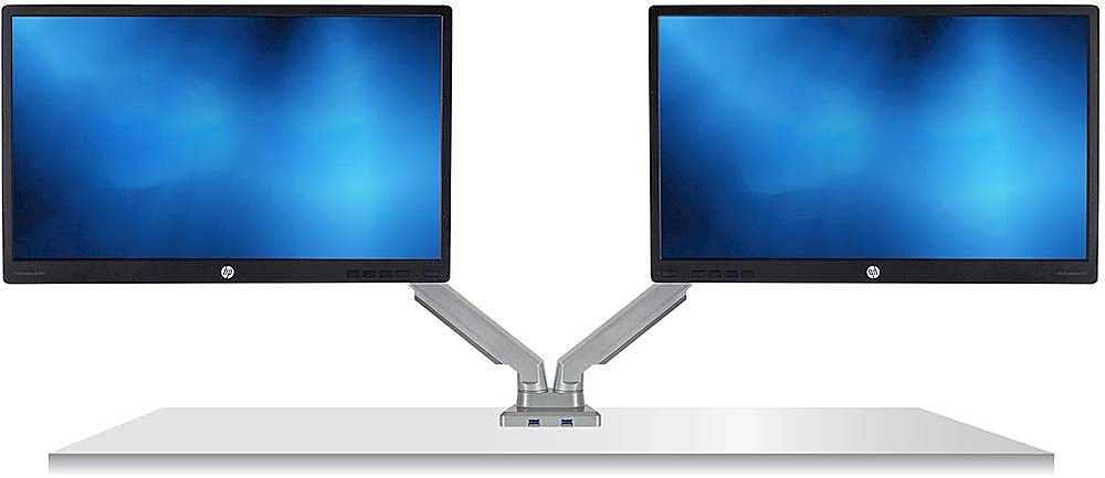 Alt View 17. Mount-It! - Dual Monitor Desk Mount w/USB Ports - Silver.