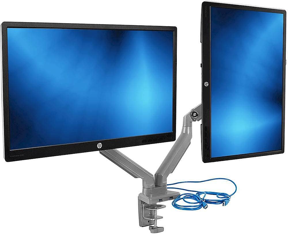 Alt View 18. Mount-It! - Dual Monitor Desk Mount w/USB Ports - Silver.