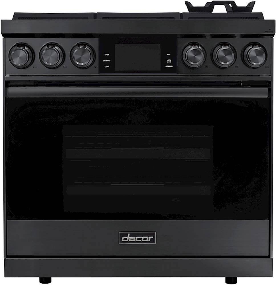 Dacor - Modernist Pro 4.8 Cu. Ft. Freestanding Dual Fuel Convection Range with GreenClean and RealSteam - Graphite Stainless Steel - Front_Zoom