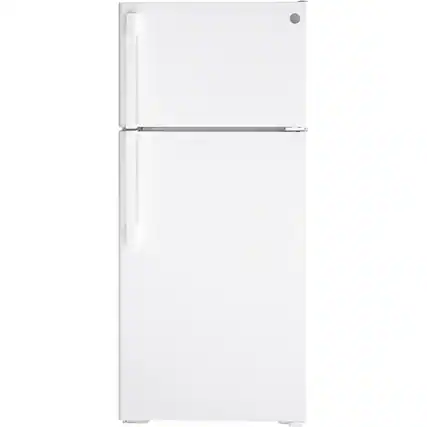 Front. GE - 16.6 Cu. Ft. Top-Freezer Refrigerator - White.