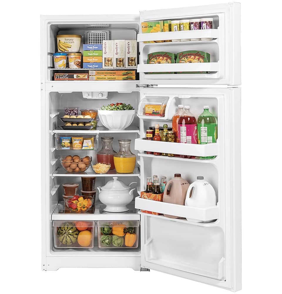Alt View 1. GE - 16.6 Cu. Ft. Top-Freezer Refrigerator - White.