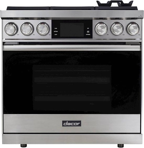 Dacor – Modernist Pro 4.8 Cu. Ft. Freestanding Dual Fuel Convection Range with GreenClean and RealSteam – Silver Stainless Steel