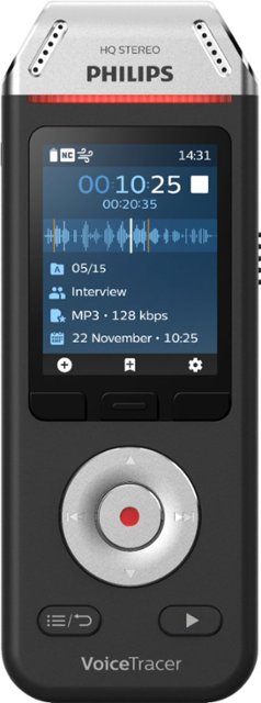 Front Zoom. Philips - VoiceTracer Audio Recorder - Black/Chrome.