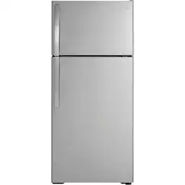 GE - 16.6 Cu. Ft. Top-Freezer Refrigerator with Edge-to-Edge Glass Shelves - Stainless Steel