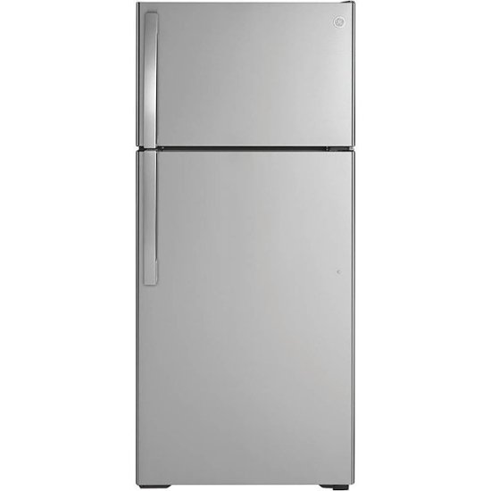 Front Zoom. GE - 16.6 Cu. Ft. Top-Freezer Refrigerator - Stainless Steel.