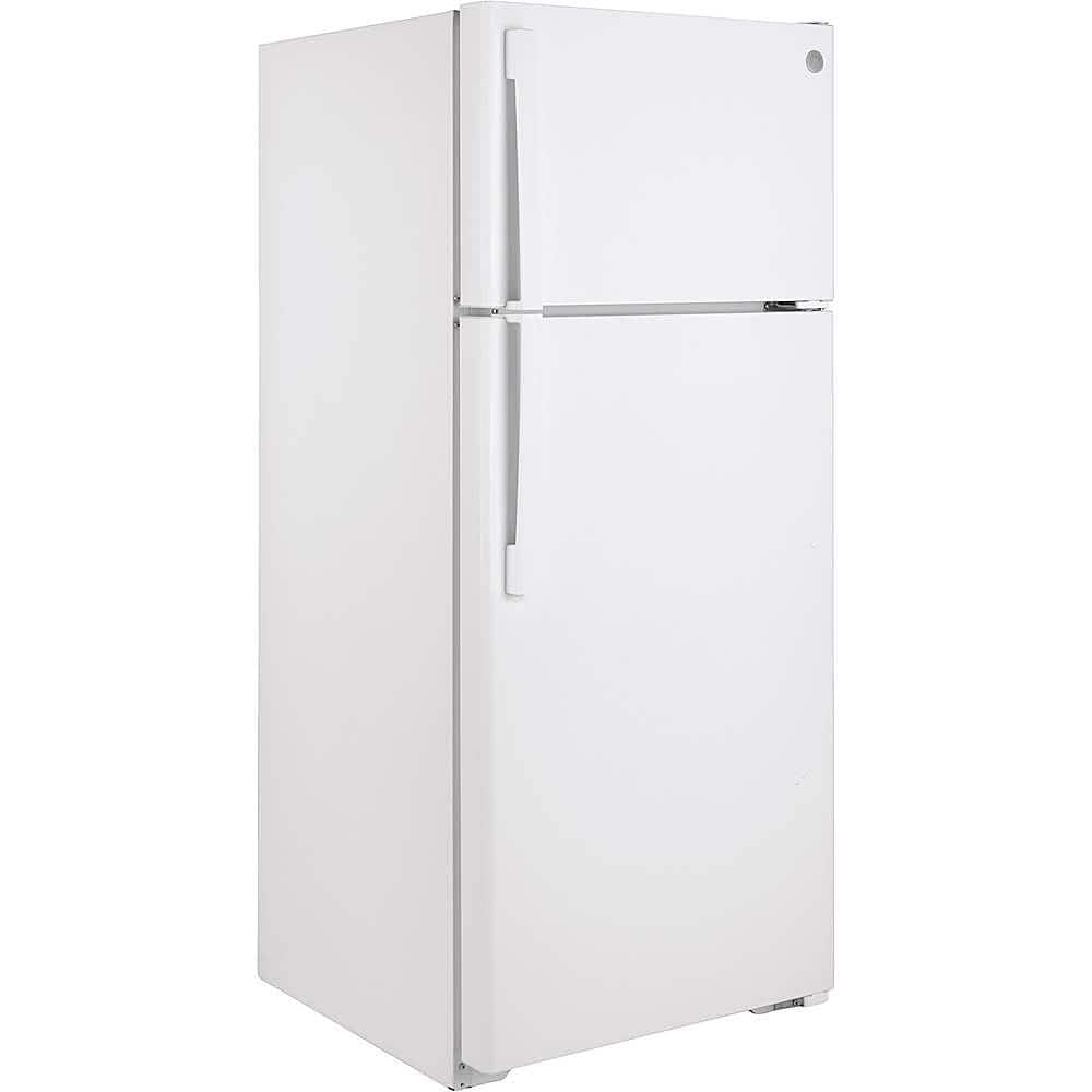 Angle View: GE - 17.5 Cu. Ft. Top-Freezer Refrigerator - White