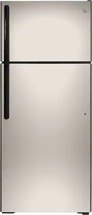 Front. GE - 17.5 Cu. Ft. Top-Freezer Refrigerator - Silver.