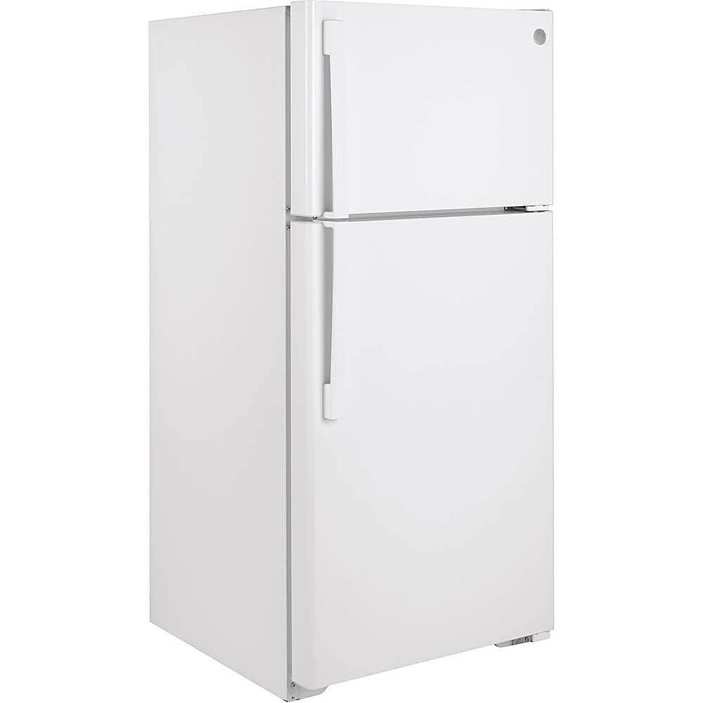 Angle. GE - 15.6 Cu. Ft. Top-Freezer Refrigerator - White.