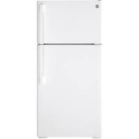 GE - 15.6 Cu. Ft. Top-Freezer Refrigerator with LED Interior Lighting - White - Front_Zoom