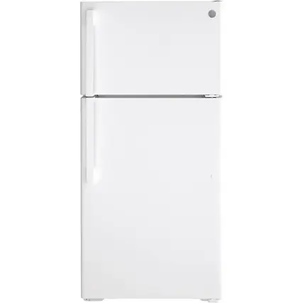 Front. GE - 15.6 Cu. Ft. Top-Freezer Refrigerator - White.