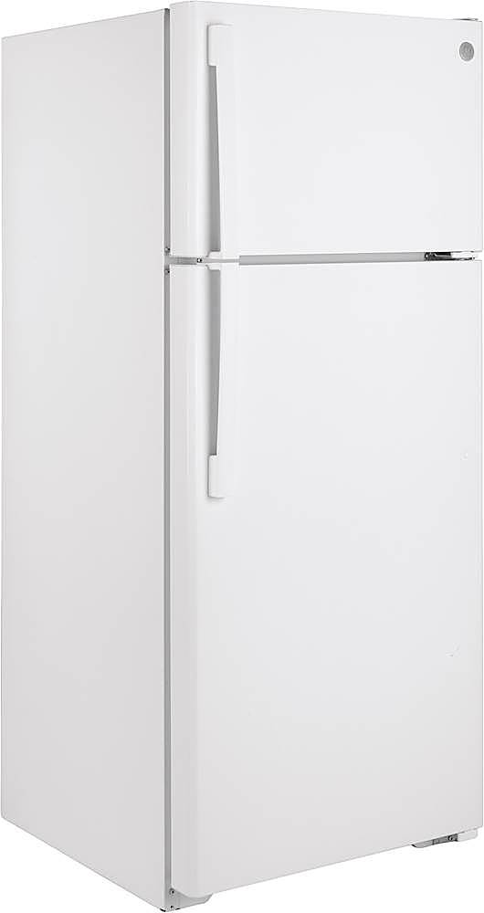 Angle View: GE - 17.5 Cu. Ft. Top-Freezer Refrigerator - White
