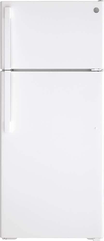 GE - 17.5 Cu. Ft. Top-Freezer Refrigerator with LED Interior Lighting - White - Front_Zoom