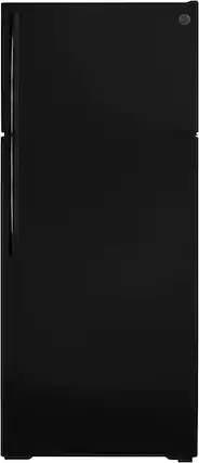 Front. GE - 17.5 Cu. Ft. Top-Freezer Refrigerator - Black.