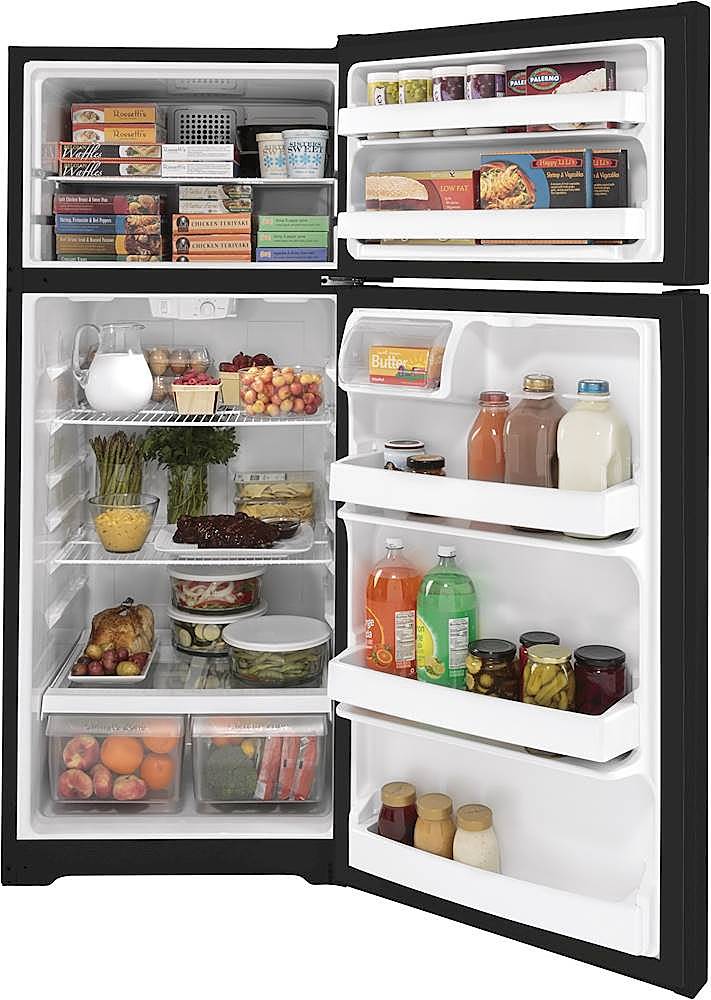 Alt View 1. GE - 17.5 Cu. Ft. Top-Freezer Refrigerator - Black.