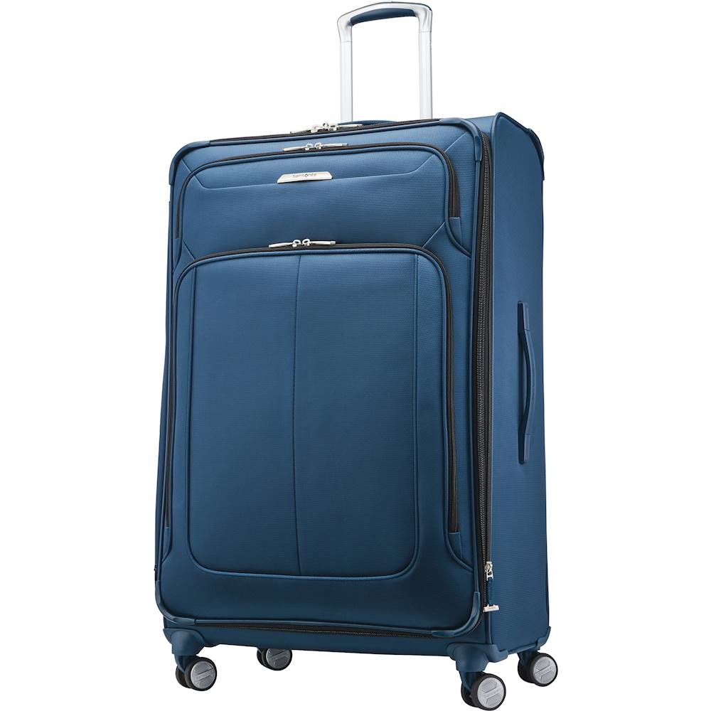 blue luggage bag