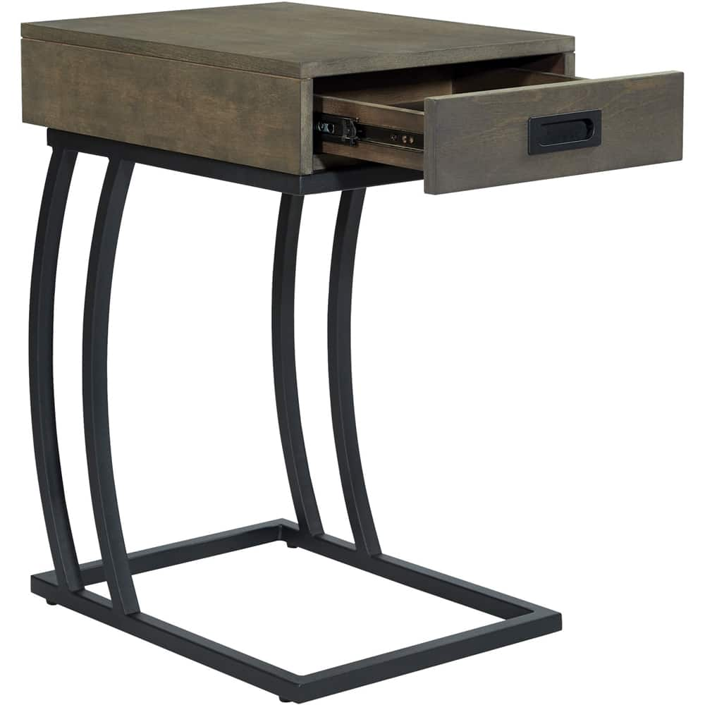 Left View: OSP Designs - Avilla Rectangular Modern Wood 1-Drawer Table - Taupe Gray