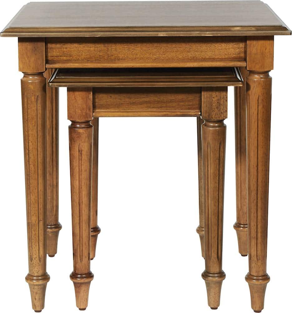 Front. OSP Home Furnishings - Bandon Rectangular Traditional Wood Nesting Table - Ginger Brown.