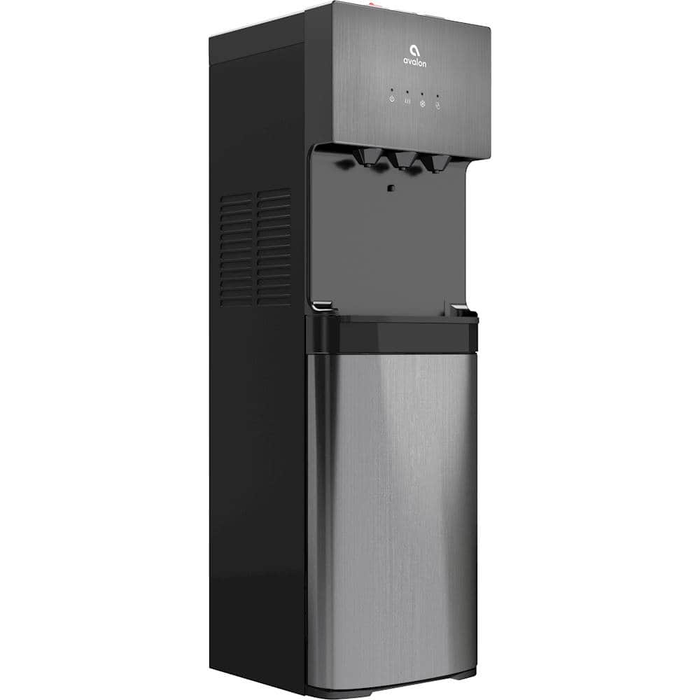 Angle. Avalon - A3 Bottom-Loading Bottled Water Cooler - Black stainless steel.