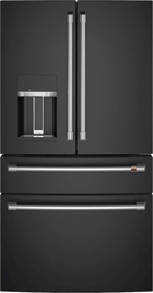 Front. Café - 27.6 Cu. Ft. 4-Door French Door Refrigerator, Customizable - Matte Black.