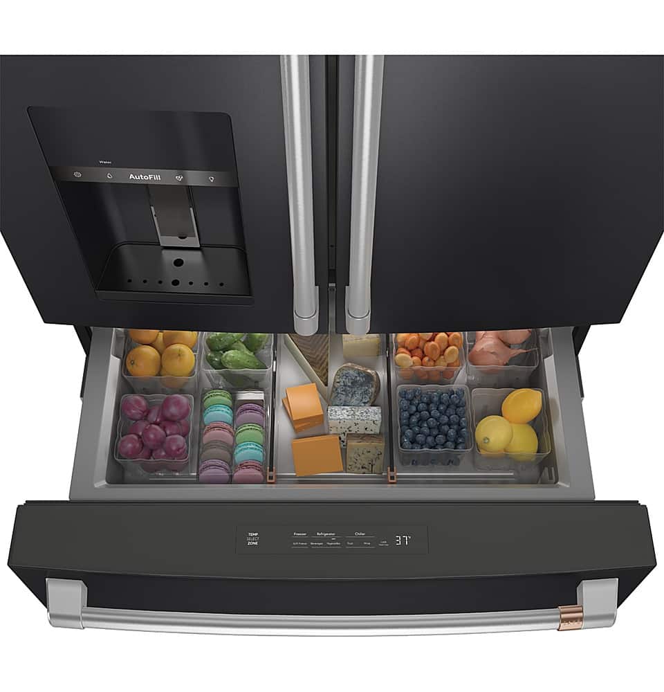 Alt View 12. Café - 27.6 Cu. Ft. 4-Door French Door Refrigerator, Customizable - Matte Black.