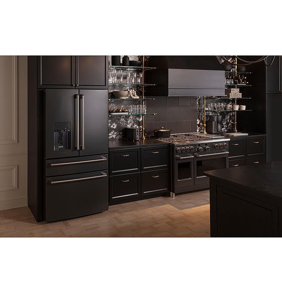 Alt View 14. Café - 27.6 Cu. Ft. 4-Door French Door Refrigerator, Customizable - Matte Black.