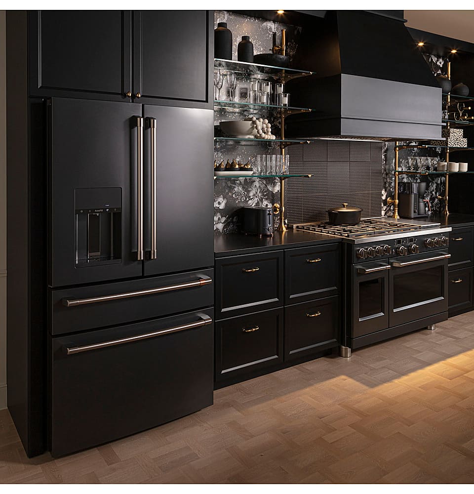 Alt View 17. Café - 27.6 Cu. Ft. 4-Door French Door Refrigerator, Customizable - Matte Black.