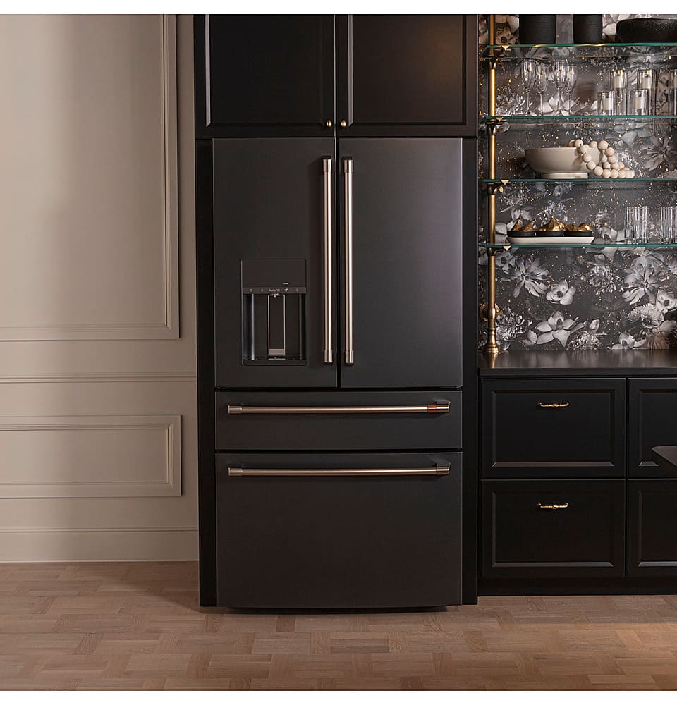 Alt View 18. Café - 27.6 Cu. Ft. 4-Door French Door Refrigerator, Customizable - Matte Black.