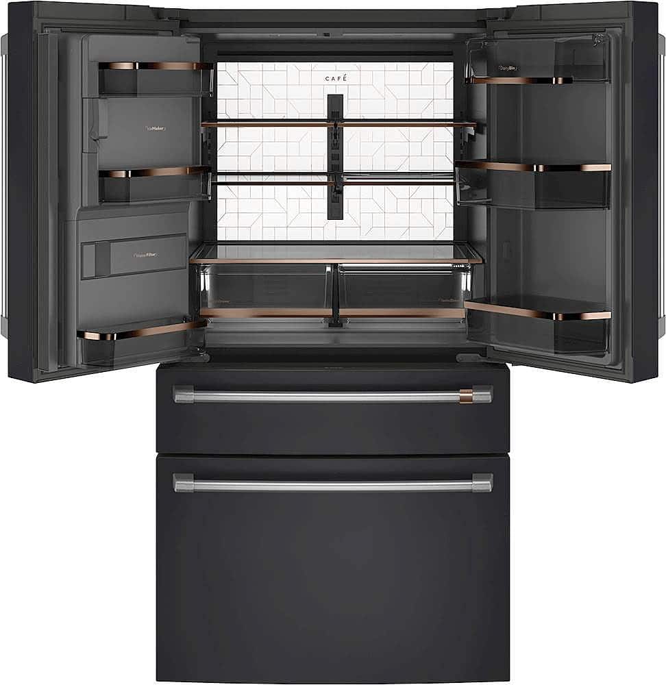 Alt View 2. Café - 27.6 Cu. Ft. 4-Door French Door Refrigerator, Customizable - Matte Black.