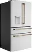 Angle. Café - 27.6 Cu. Ft. 4-Door French Door Refrigerator, Customizable - Matte White.