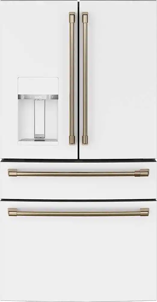 Front. Café - 27.6 Cu. Ft. 4-Door French Door Refrigerator, Customizable - Matte White.