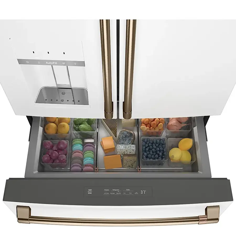 Alt View 14. Café - 27.6 Cu. Ft. 4-Door French Door Refrigerator, Customizable - Matte White.