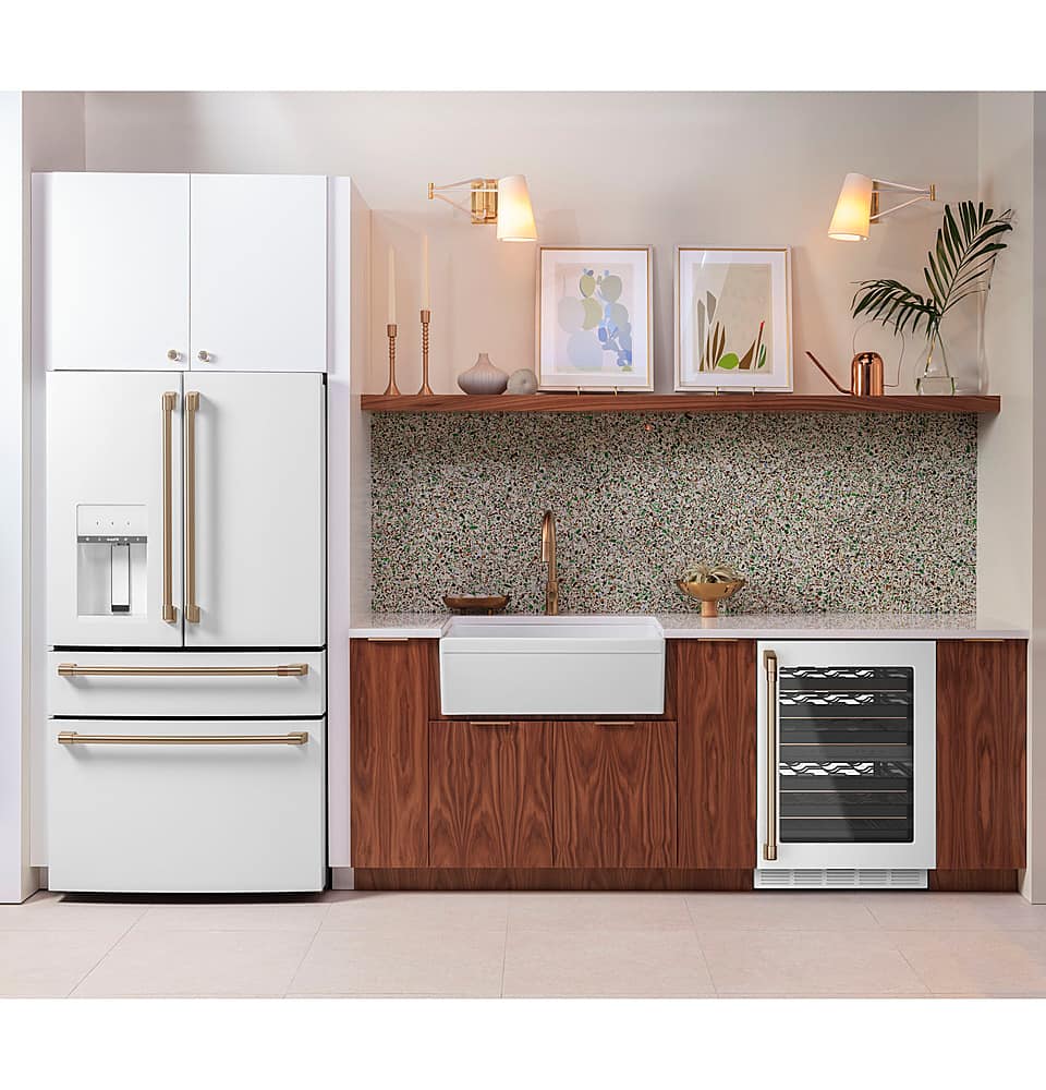 Alt View 18. Café - 27.6 Cu. Ft. 4-Door French Door Refrigerator, Customizable - Matte White.
