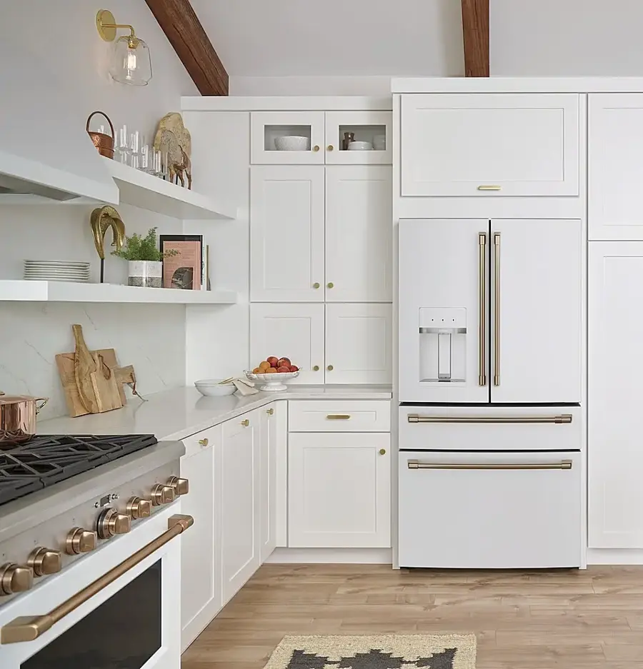 Alt View 19. Café - 27.6 Cu. Ft. 4-Door French Door Refrigerator, Customizable - Matte White.