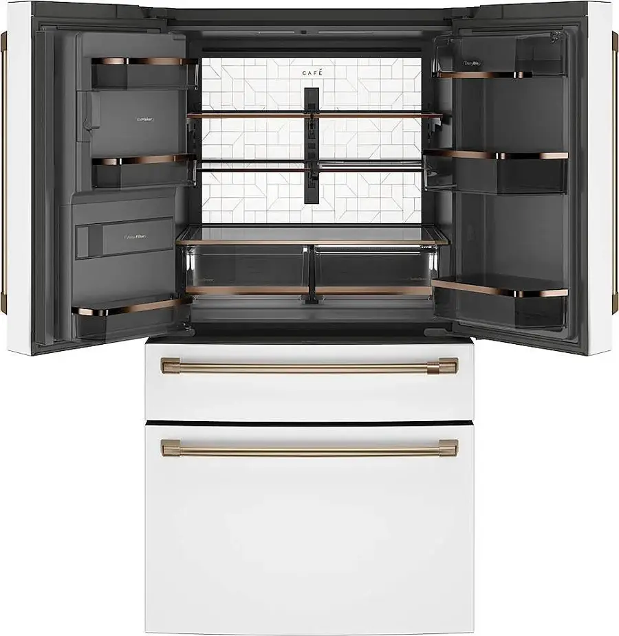 Alt View 2. Café - 27.6 Cu. Ft. 4-Door French Door Refrigerator, Customizable - Matte White.