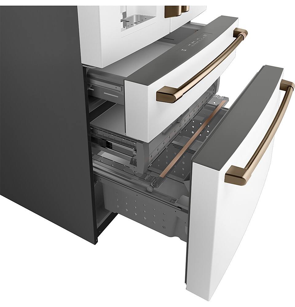 Alt View 5. Café - 27.6 Cu. Ft. 4-Door French Door Refrigerator, Customizable - Matte White.