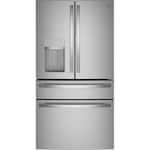GE - Profile Series 27.6 Cu. Ft. 4-Door French Door Refrigerator with Door In Door - Stainless steel - Front_Standard