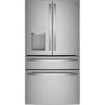 GE Profile - 27.9 Cu. Ft. 4-Door French Door Smart Refrigerator with Hands-Free AutoFill - Stainless Steel
