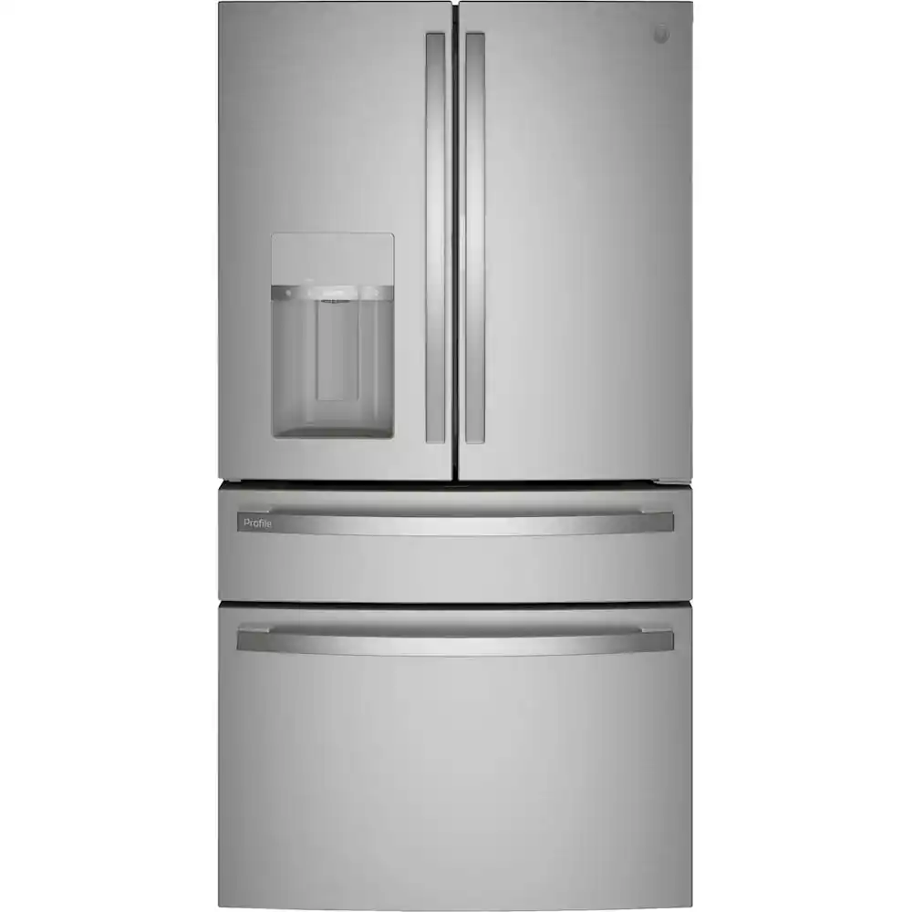 Front. GE Profile - 27.9 Cu. Ft. 4-Door French Door Smart Refrigerator with Door-In-Door - Fingerprint Resistant Stainless Steel.