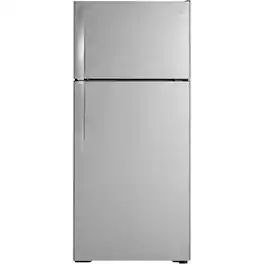 GE - 16.6 Cu. Ft. Top-Freezer Refrigerator with Edge-to-Edge Glass Shelves - Stainless Steel